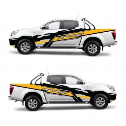 Dán tem decal thiết kế xe Ford Ranger 2020 trắng đen vàng