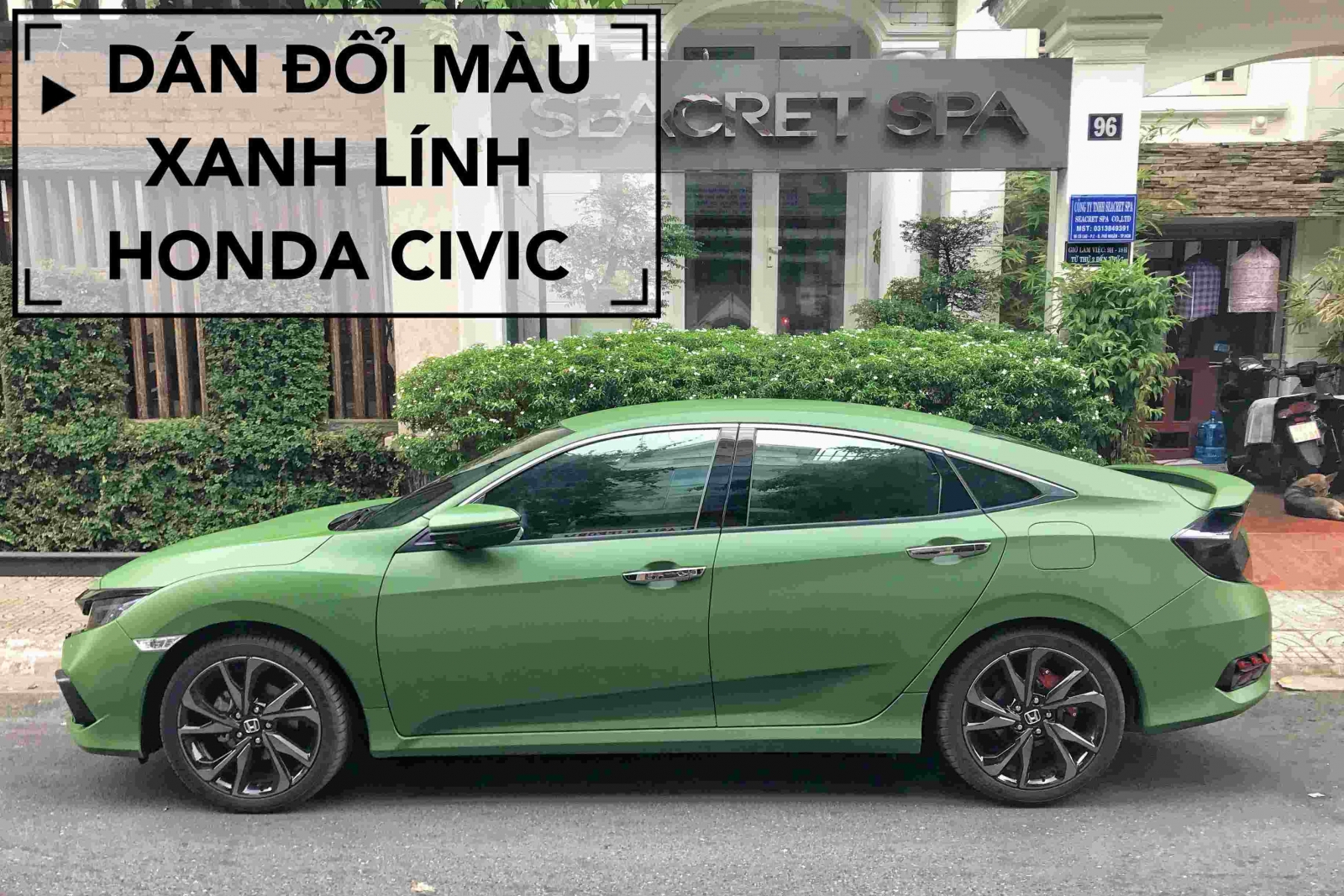 Dán decal wrap đổi màu xanh lính xe ô tô Honda Civic 2019 cực ngầu